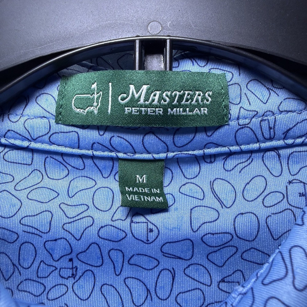 Peter Millar Masters Polo Shirt Mens M Blue Golf Course Design Performance Tech - Picture 5 of 8